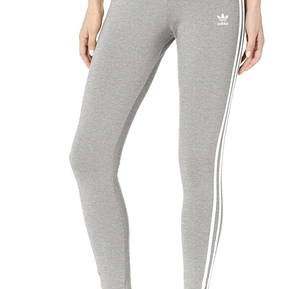 Adidas Heather Gray Tights 3 Stripes